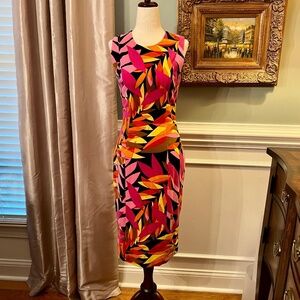 EUC Tori Richard Velvet Mod Print Sleeveless Sheath Dress w/ Stretch Size 6